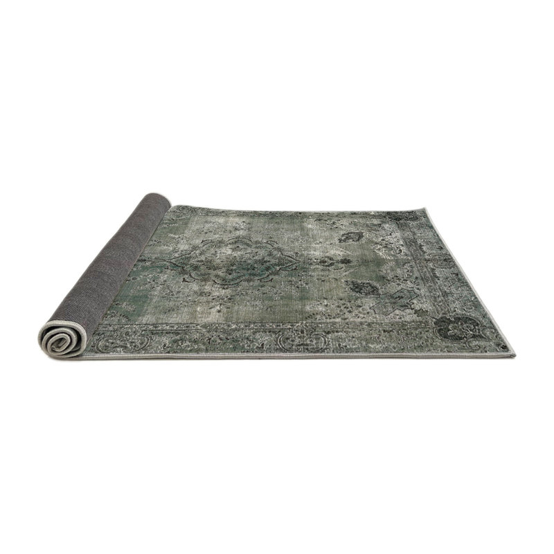 Tapis contemporain gris / gris anthracite, Rond 5 pi