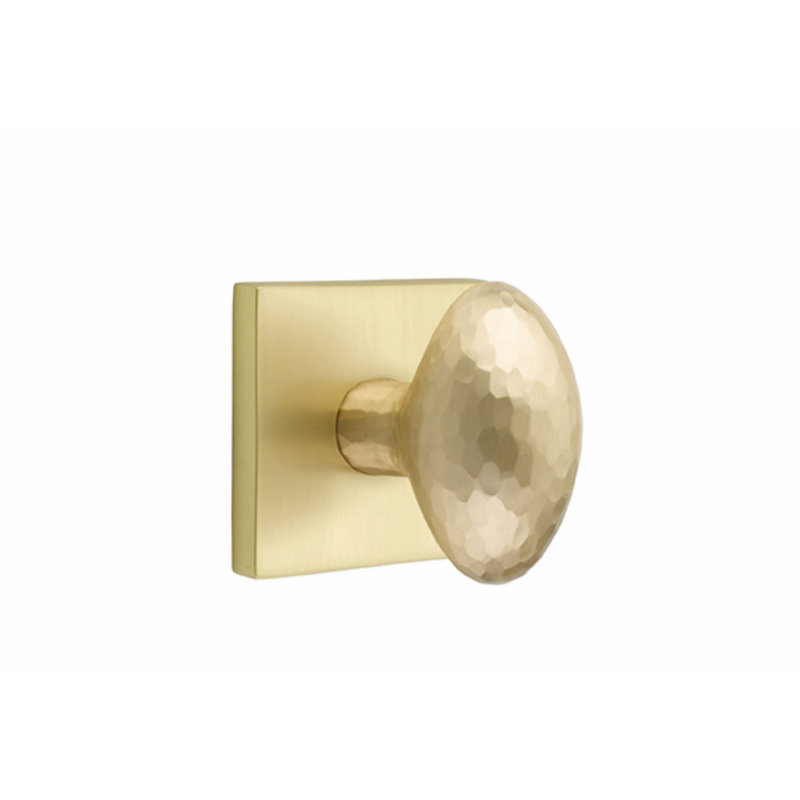 Ensemble de boutons d'intimité Emtek avec rosette carrée et bouton d'œuf martelé