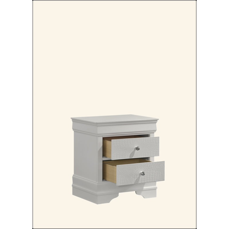 Table de chevet 2 tiroirs de style moderne en bois, Blanc