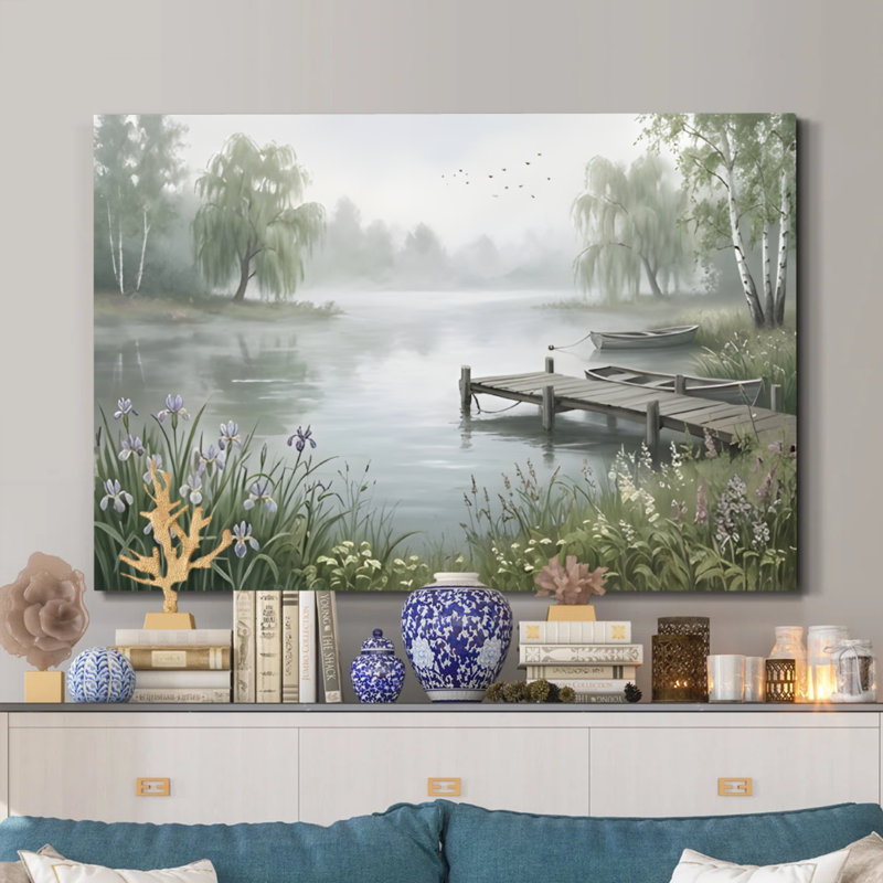 Toile encadrée «Silent Waters Misty Lakeside Dock»