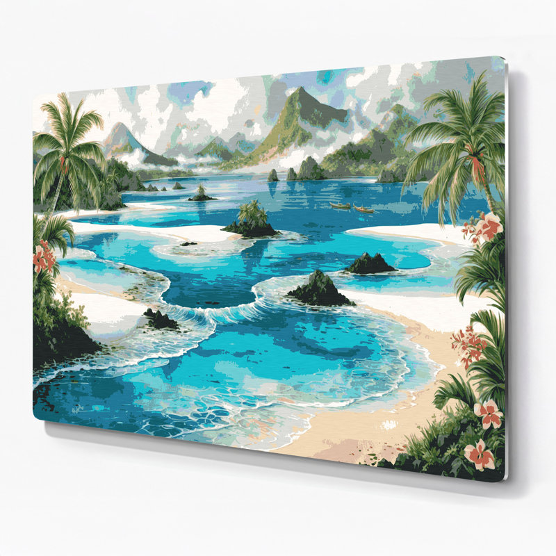«Hawaiian Lagoons», art mural en métal bleu, H 12 po x l 18 po