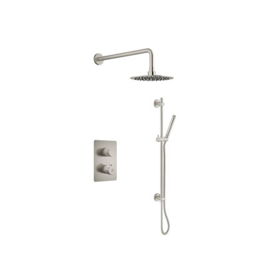 Vanika 2-Spray Patterns With 2.5 GPM. Wall Mount Dual Shower With Pressure Valve In Polished Chrome