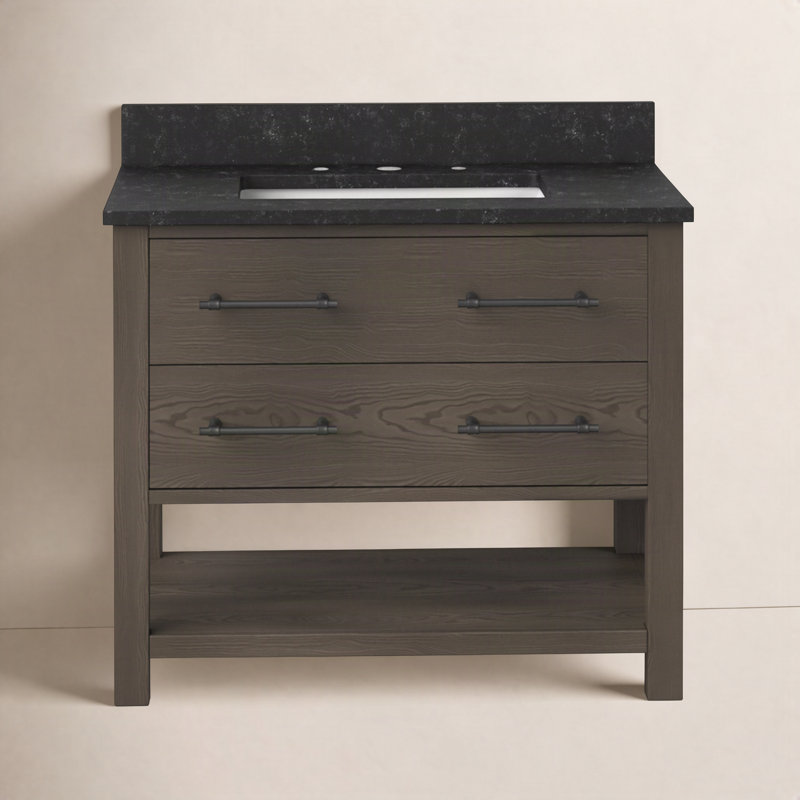 Meuble-lavabo simple 36 po Winsor Keri, Gris fumée / noir mat