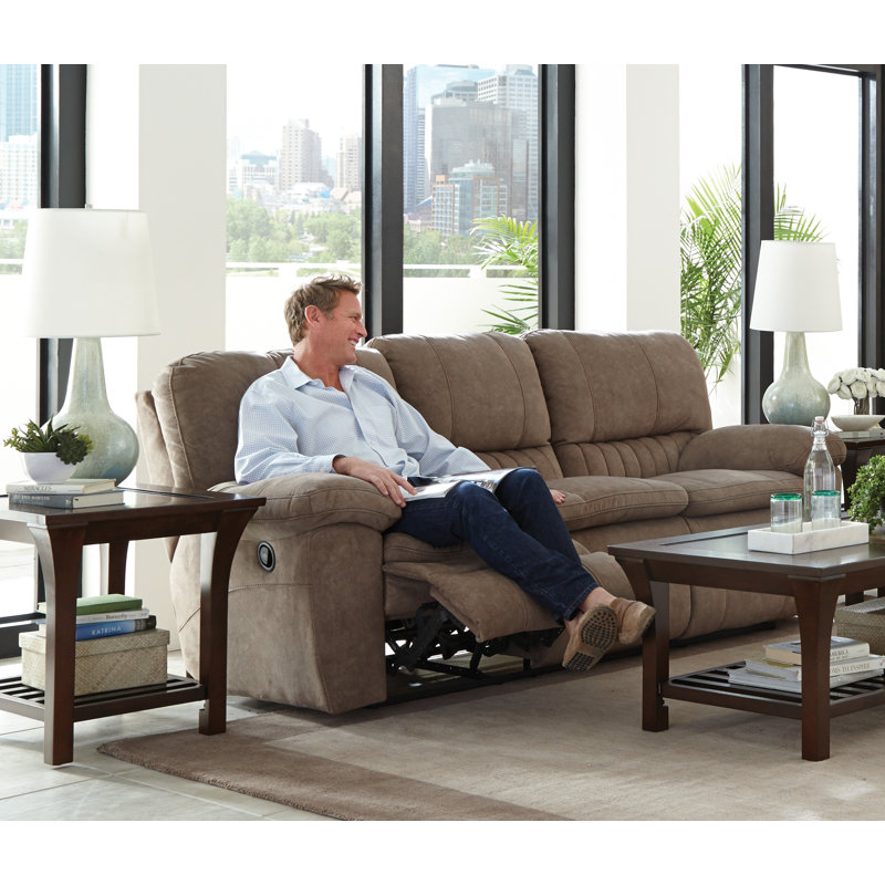 Reyes 90.5" Pillow Top Arm Reclining Sofa, Brown, Power