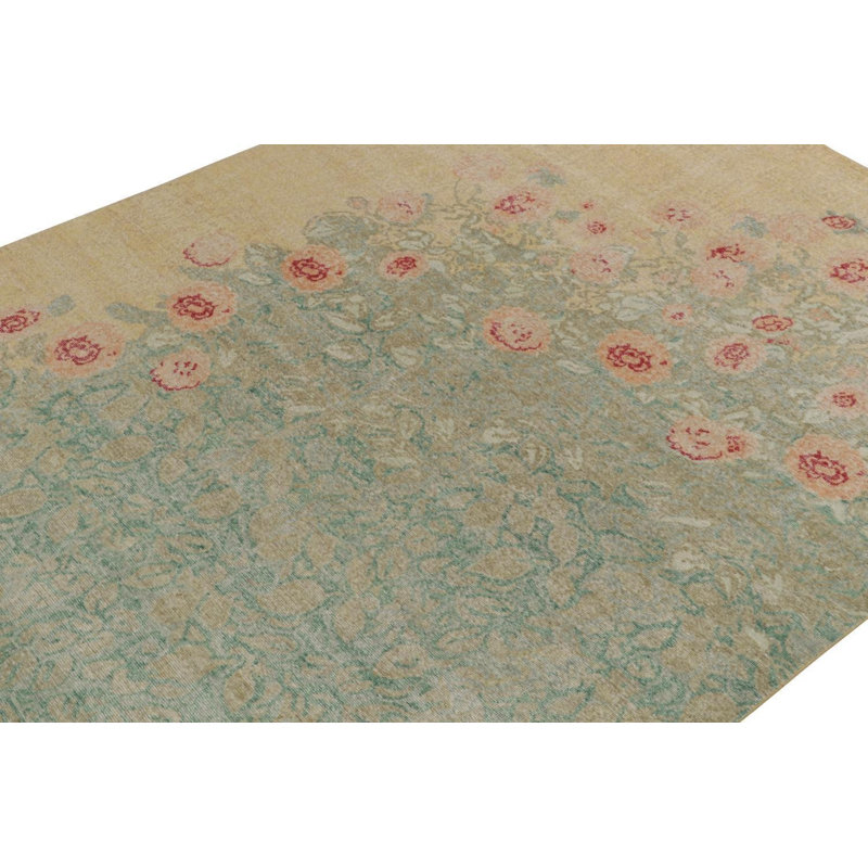 Distressed Homage Wool Floral Area Rug, Rectangle 8' x 10'