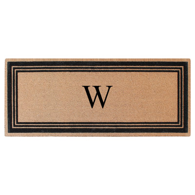 Paillasson monogrammé avec bordure classique en PVC naturel avec envers en PVC - robuste, anti-perte et facile à nettoyer