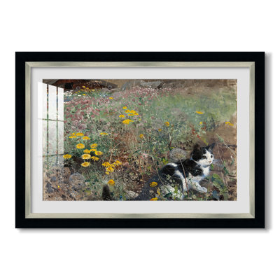 Cat on a Flowery Meadow, 1887-Bruno Liljefors-Custom Framed Canvas