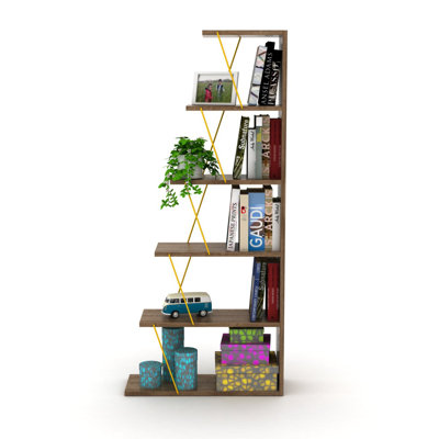 Modern 5 Tier Ladder Bookshelf Organizers, Narrow Bookshelf For Small Spaces Office Furniture Bookcase