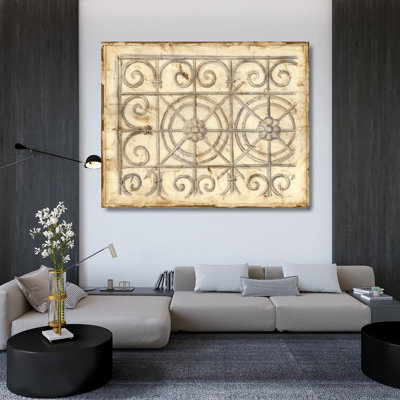 «Red Barrel Studio® Meagher, Megan», art sur toile tendue sous le titre: Esquisse décorative en fer I