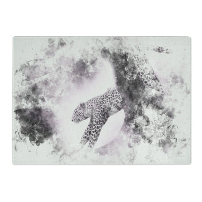 Tempered Glass Leopard Climbing from a Tree Chopping Board