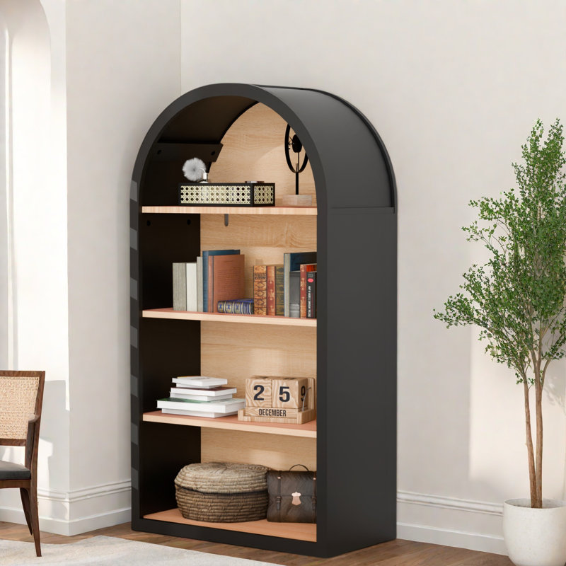 Bibliothèque arquée avec tablettes de rangement