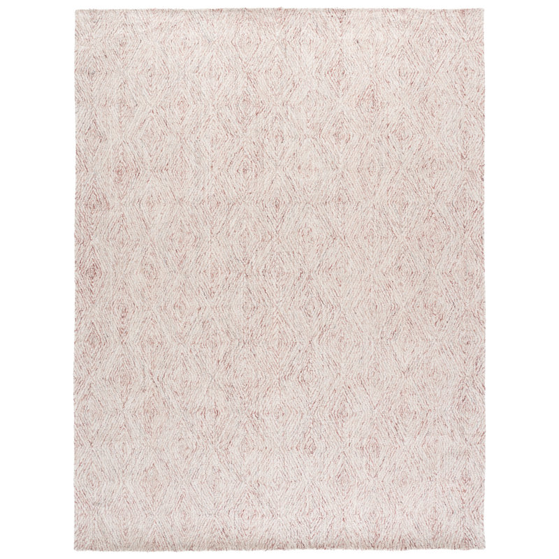 Starleen Hand Tufted Wool/Cotton Geometric Rug in Rust/Beige, Rectangle 8' x 10'