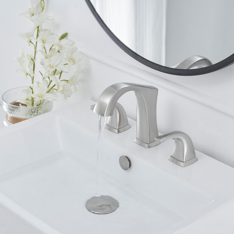 Widespread 2-handle Bathroom Faucet with Drain Assembly, Brushed Nickel