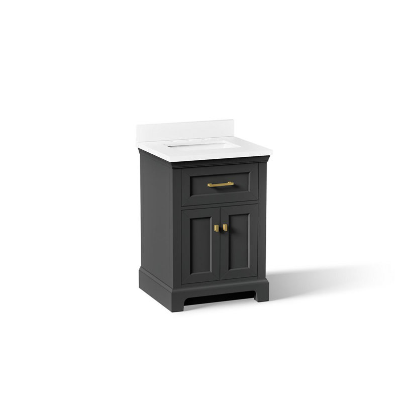 Charlemont 24 In. Bathroom Vanity Cabinet With Sink And Quartz Top, Dark Warm Gray