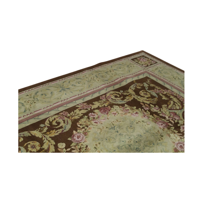 Tapis brun et rouge de haute qualité noué à la main