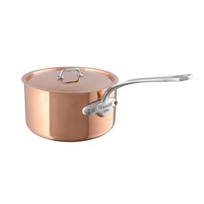 Mauviel M'3 S Copper Sauce Pan With Lid, Cast Stainless Steel Handle, 1.8-Qt