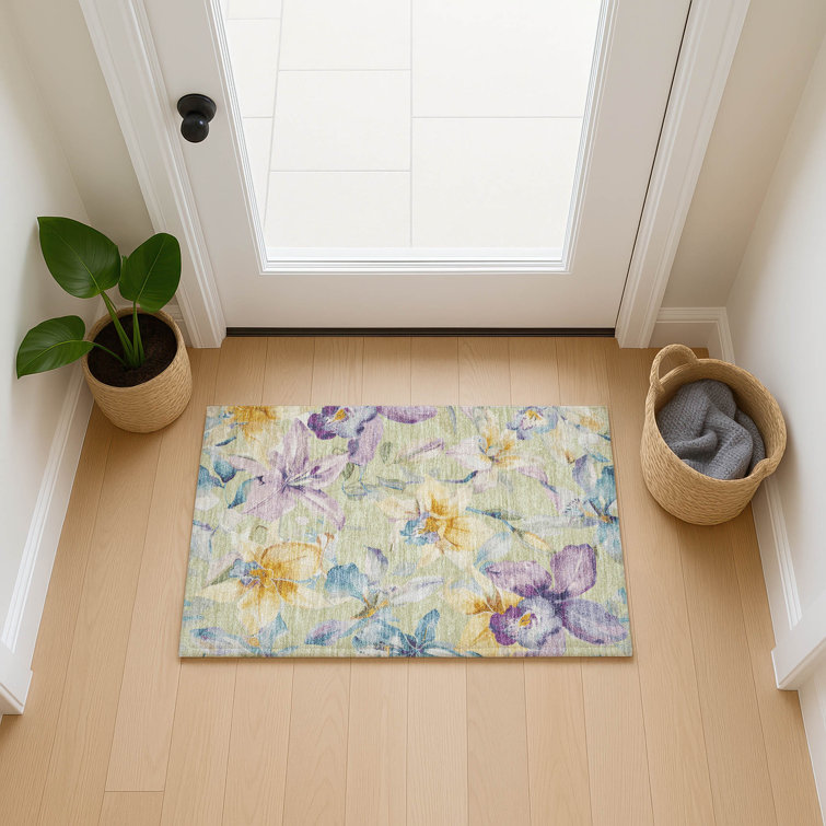 Machine Washable Indoor/Outdoor London ACN2262 Floral Rug