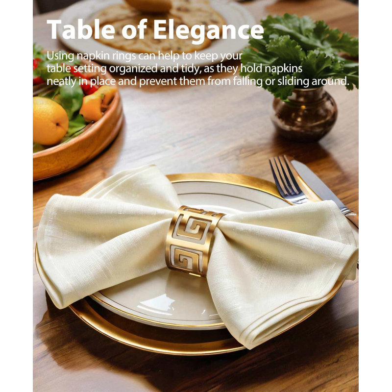 Ensemble de 12 anneaux de serviette évidés de luxe, porte-serviettes de mariage élégants pour la décoration de table de fête d'anniversaire, cadres de table en métal de qualité supérieure