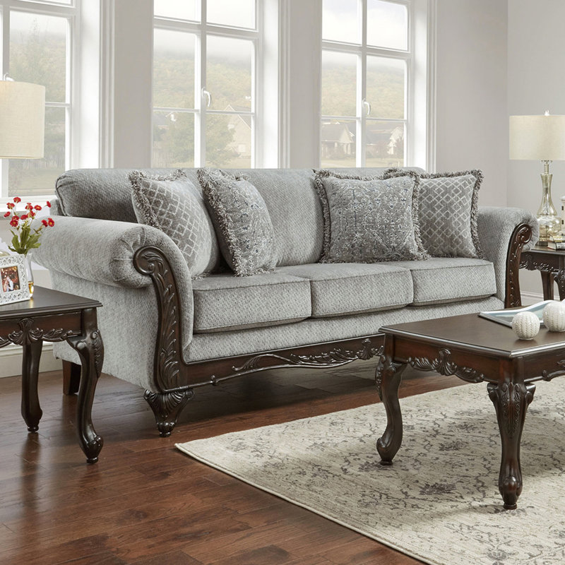 Hernen Carved Wood Frame Sofa