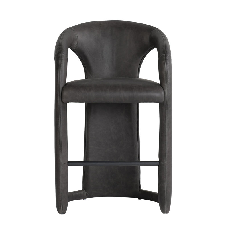 Archie Leather Counter Stool, Charcoal