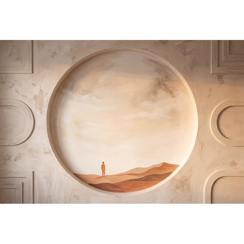 Décoration murale amovible de fenêtre de dunes de sable Minimalist Desert, 140 po x 108 po, Peler et coller