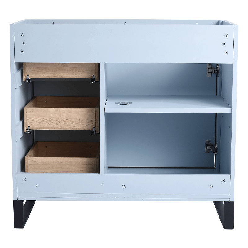 36" Single Bathroom Vanity Set, Matte Black, Pastel Blue