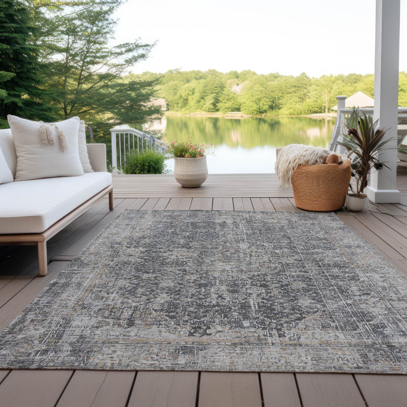 Tapis intérieur / extérieur gris Scarlune, 5 pi x 7 pi 6 po