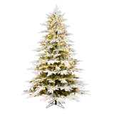 Vickerman 10'' X 74" Flocked Kamas Fraser Artificial Christmas Tree, Warm White Low Voltage 3MM LED Lights