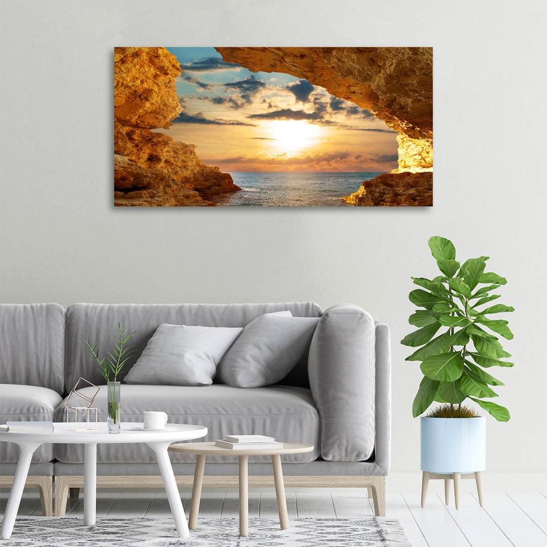 Leinwanddruck - Wandkunst - Drucke auf Leinwand - 100X50 Bild Bildthema: Grotte am Meer