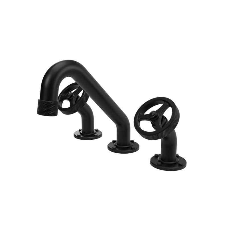 Robinet de lavabo surdimensionné 8 po Arognaut, Noir mat, Hubs en angle - poignée ronde