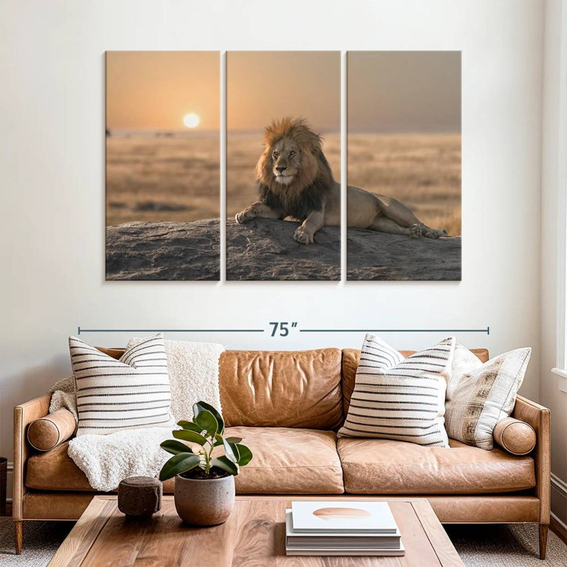 Lion On A Rock, 42" H x 65" W