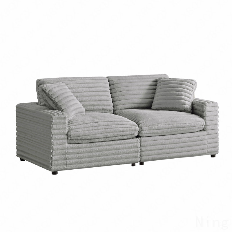 Jenny 2-Piece Sofa Sectional In Plush Polyester Cord-Like Fabric