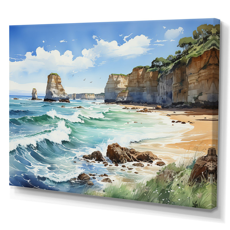«Coastal Cliff In Australie», reproduction sur toile, 30" H x 40" W, Toile tendue