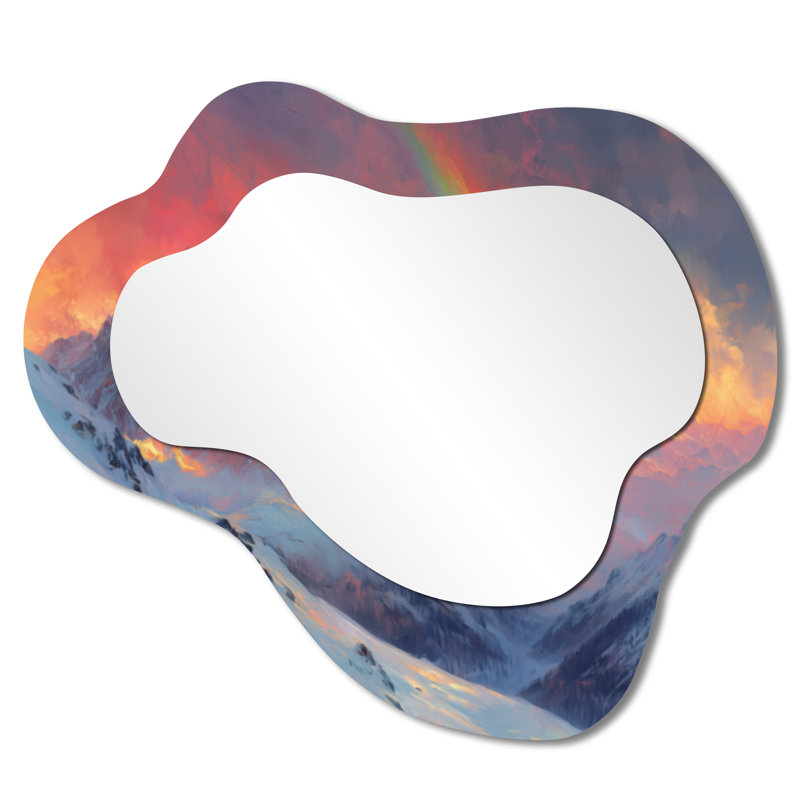 Rainbow Over The Snowy Peaks I - miroir mural décoratif Rainbow Cloud, miroir de coiffeuse traditionnel, imprimé sur métal