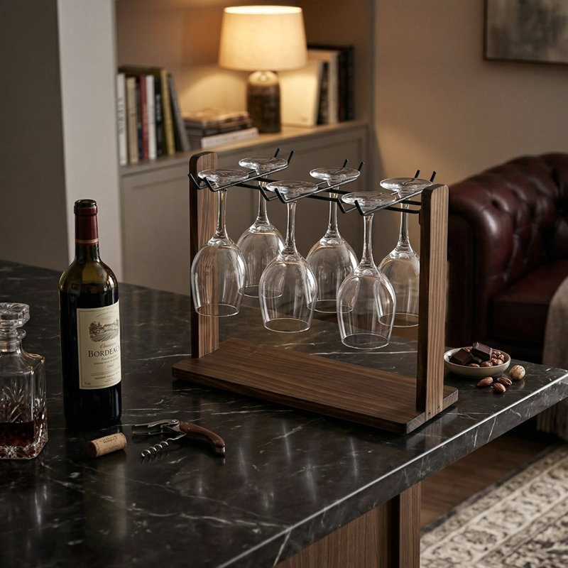 Millwood Pines Cameren Solid Wood Tabletop Wine Glass Rack in Brown &  Reviews | Wayfair