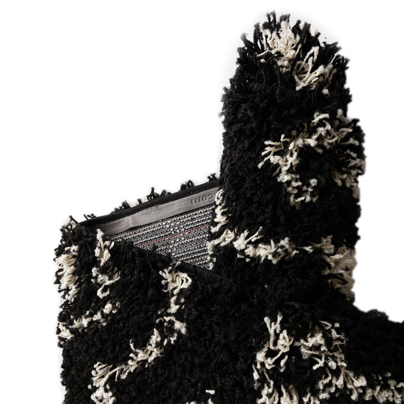 Tapis noir / blanc à motif géométrique Griego, Tapis de couloir 2 pi x 8 pi
