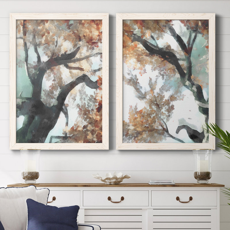 Fall Tree I - ensemble de 2 peintures encadrées, Toile blanche encadrée, H 31,5 po x l 47 po x P 1,5 po
