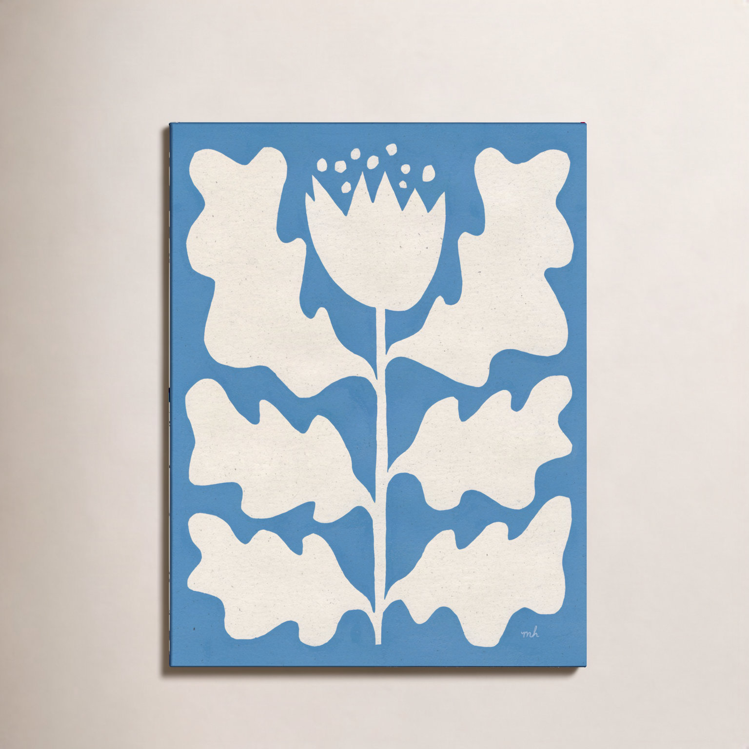 Delighted Floral I Blue Print, White, 17" W x 17" H