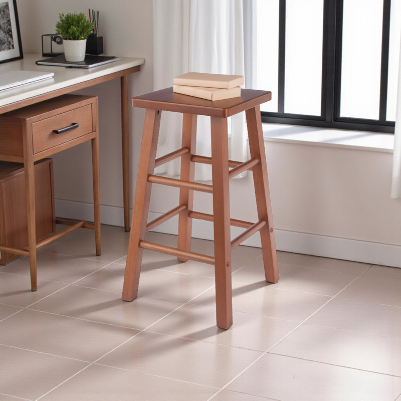 Collin Saddle Base Four Leg Counter Stool in Teak Finish, 23.85'' H X 13.98'' W X 13.98'' D, Teak