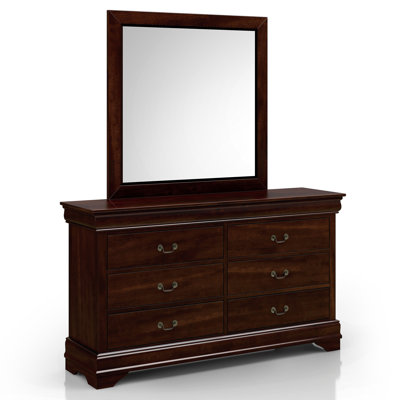 Montserrad 6 Drawer 53.38"" W Double Dresser with Mirror -  Canora Grey, 8AA338ECD6C74C619CBF49D940D493D8