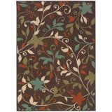 Ashmi Floral Brown/ Green Indoor / Outdoor Area Rug