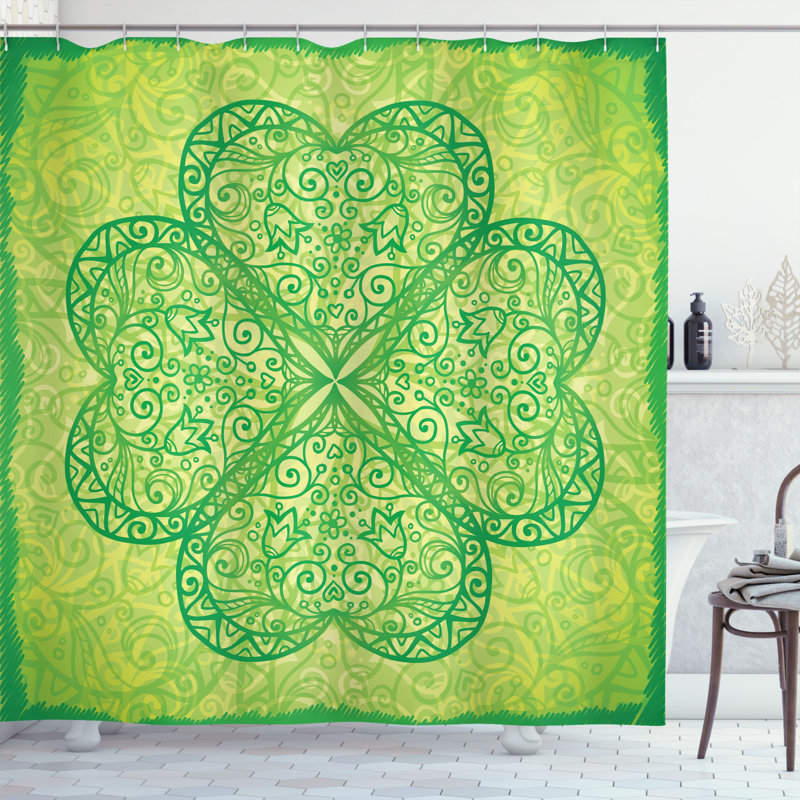 Ensemble de rideau de douche irlandais + crochets, H 69 po x l 105 po