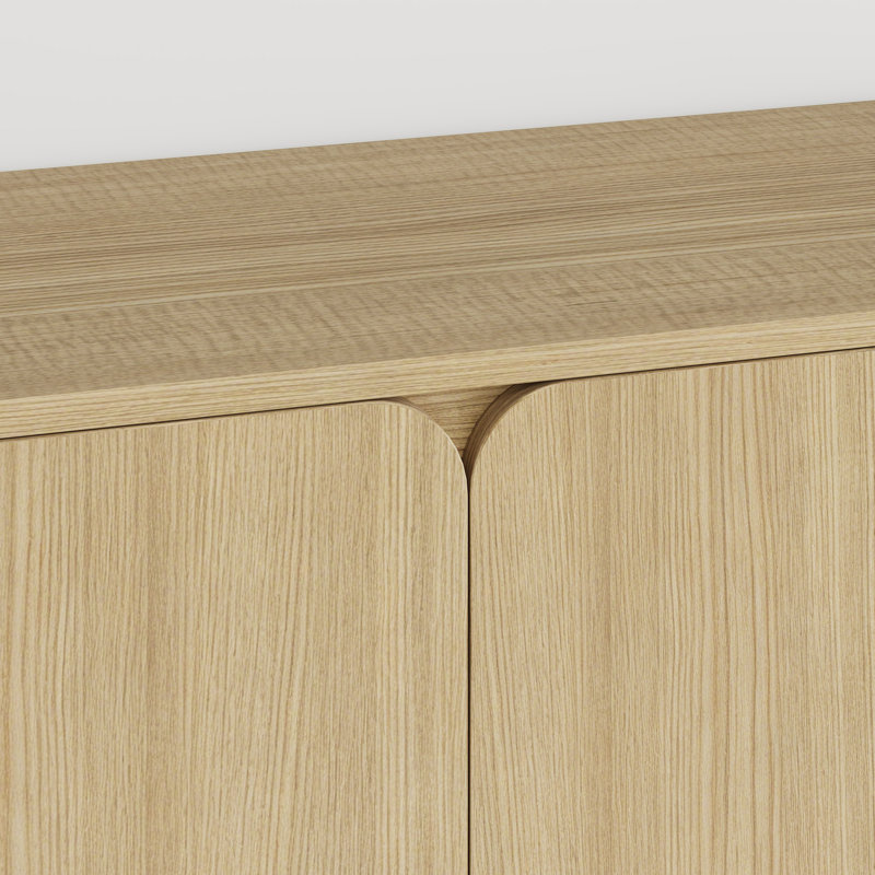 Buffet de coin moderne à 4 portes avec charnières à fermeture en douceur et tablettes réglables Hythe, Chêne