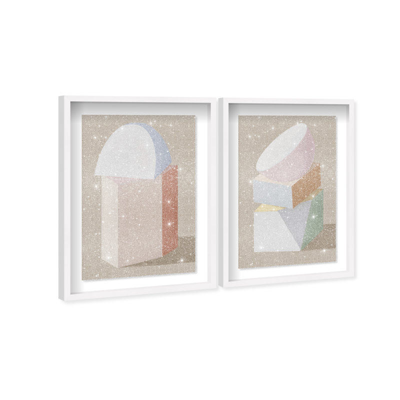 Sculptural Set Set by Oliver Gal, 17.5"H x 25.5"W, White Shadowbox