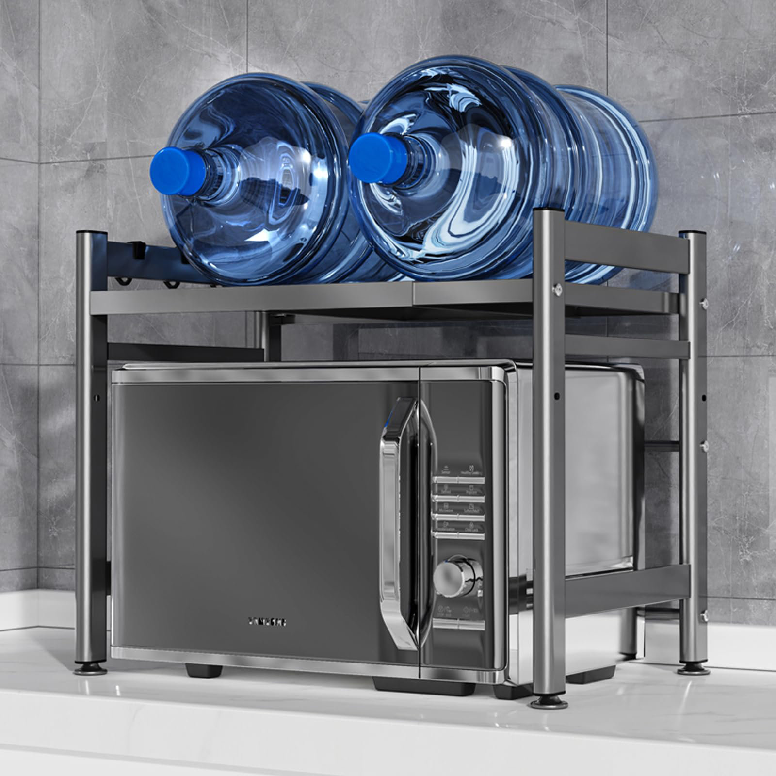 17 Stories Microwave Oven Rack, Double Layer Carbon Steel Adjustable ...