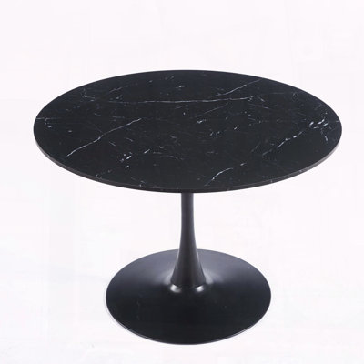 42.1-Inch Black Marble Tulip Table for 4-6 People