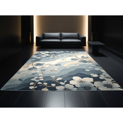 Tapis floral moelleux et doux à motif de pétales de fleurs de cerisier Esmont