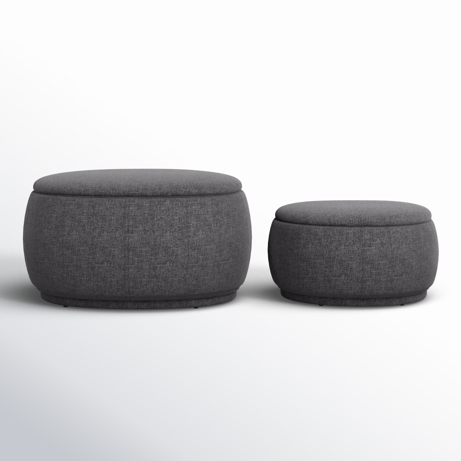 Hoya 34" Ottoman, Joyce Charcoal Performance Basketweave