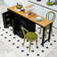 Îlot de cuisine roulant avec 3 tiroirs, table extensible, prise de courant et armoire de rangement-1350809585
