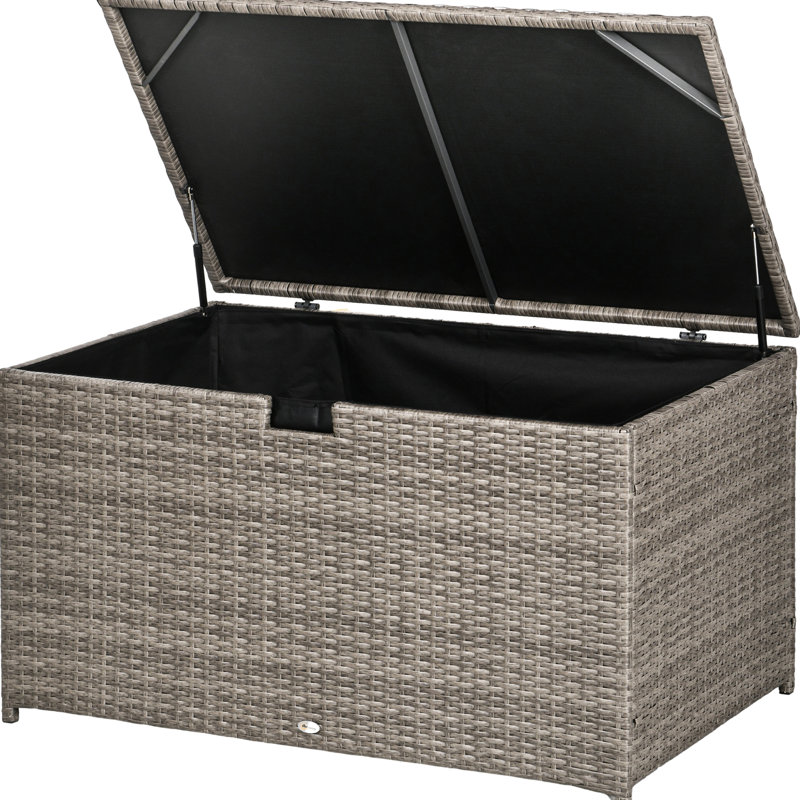Coffre de piscine 113 gallons - Boîte de rangement extérieure imperméable, contenant gris pour outils de jardin,